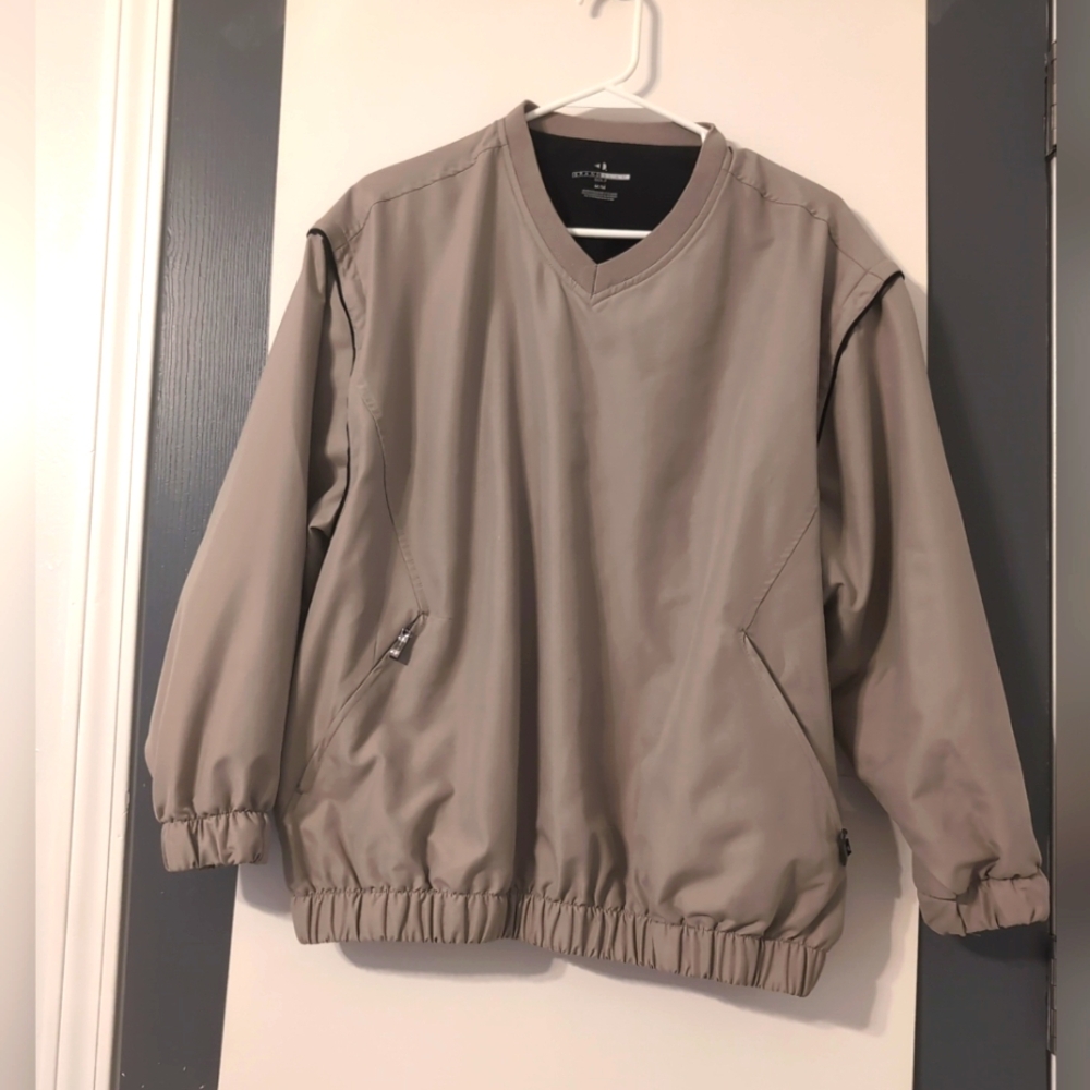 GRAND SLAM GOLF Mens V Neck Pullover Beige Jacket Zip Off Sleeves‎ Size Medium